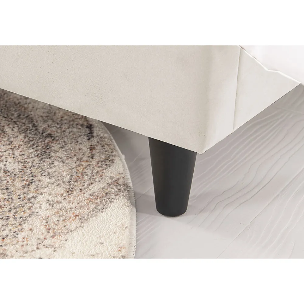 Lit 140x190 cm en velours beige - CAMBRIDGE>Concept Usine Outlet