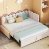 Lit 90x200 cm en velours beige, convertible en 180x200 cm, forme en L avec dossier rembourré>Redom Sale