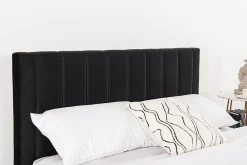 Lit 160x200 cm en velours noir - CAMBRIDGE><noscript><img width=