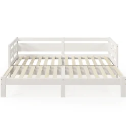 Lit 90x200 cm extensible avec 2e couchage et tête en forme de cœur en pin massif blanc, design romantique><noscript><img width=