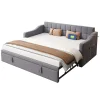 Redom Lit 90x190 cm extensible jusqu'à 180 cm, convertible en sofa en velours gris avec ports USB intégrés* Lit Gigogne