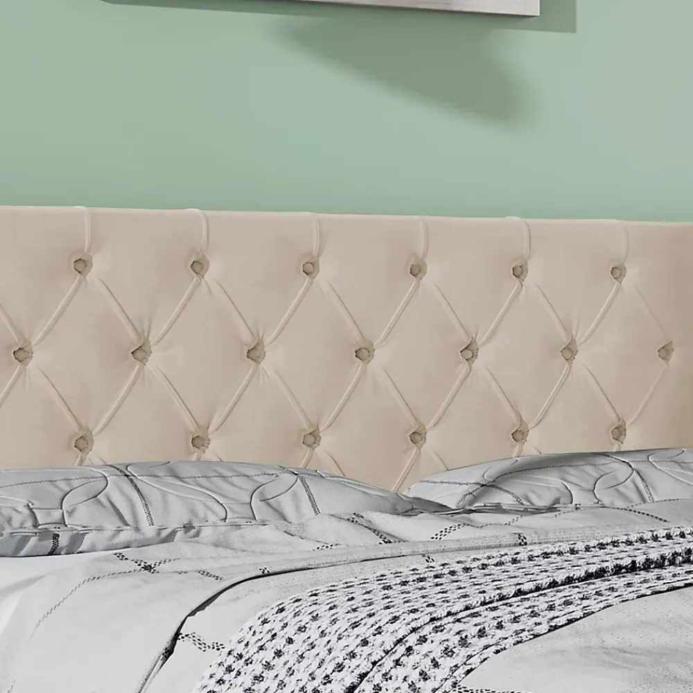 Redom Lit 160x200 cm style Chesterfield avec tête haute 94,5 cm, revêtement velours beige et rangement hydraulique* Lit Avec Rangement