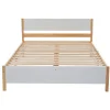 Redom Lit 140x200 cm, style intemporel blanc et bois, tête et pied en MDF, cadre pin massif avec pieds centraux* Lit Double