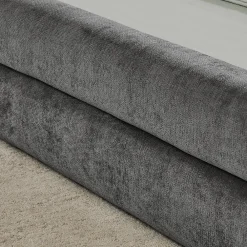 Redom Lit 90x200 cm tapissé chenille Dark Gray avec tête de lit ergonomique et profil bas minimaliste* Lit Simple