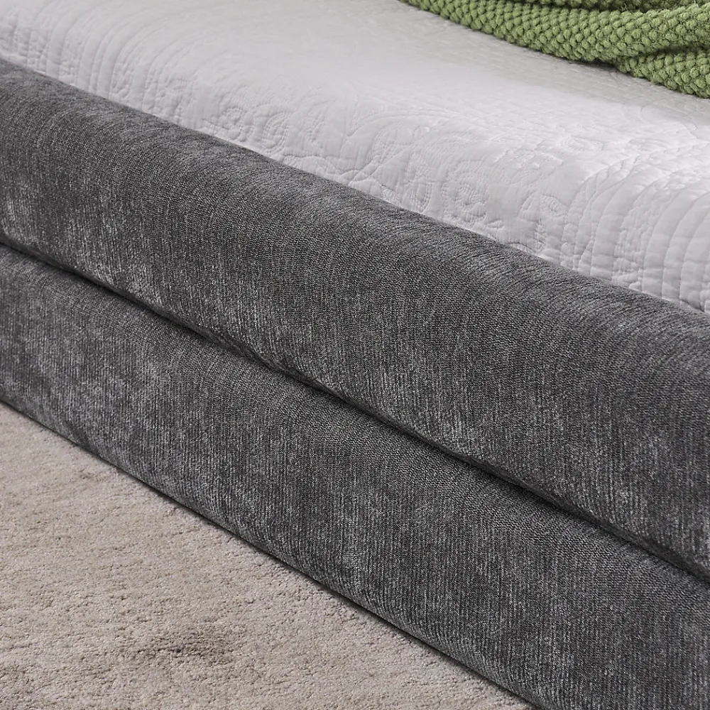 Redom Lit 140x200 cm tapissé chenille avec tête matelassée et structure renforcée, gris foncé, design scandinave* Lit Double