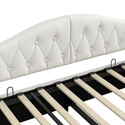 Lit 140x200 cm tapissé lin avec grand rangement sous sommier et bande led 7 couleurs, finition beige élégante><noscript><img width=