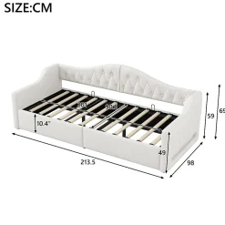 Redom Lit 90x200 cm tapissé lin beige avec rangement sous-lit et bande LED 7 couleurs, cadre bois moderne, 12 lattes* Lit Avec Rangement