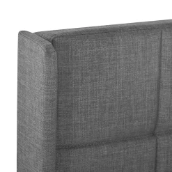 Redom Lit 90x200 cm tapissé lin gris avec tête de lit haute et pieds noirs, design moderne élégant* Lit Double