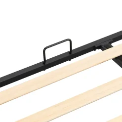Redom Lit 160x200 cm tapissé velours gris avec tête capitonnée, ornements clous et pieds en bois robustes* Lit Double