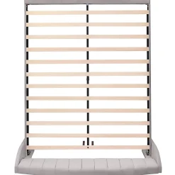 Redom Lit 160x200 cm tapissé velours gris avec tête de lit rembourrée et sommier à lattes robuste, design moderne* Lit Double