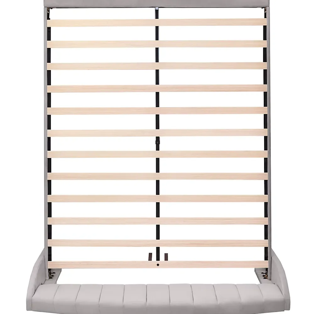 Redom Lit 160x200 cm tapissé velours gris avec tête de lit rembourrée et sommier à lattes robuste, design moderne* Lit Double