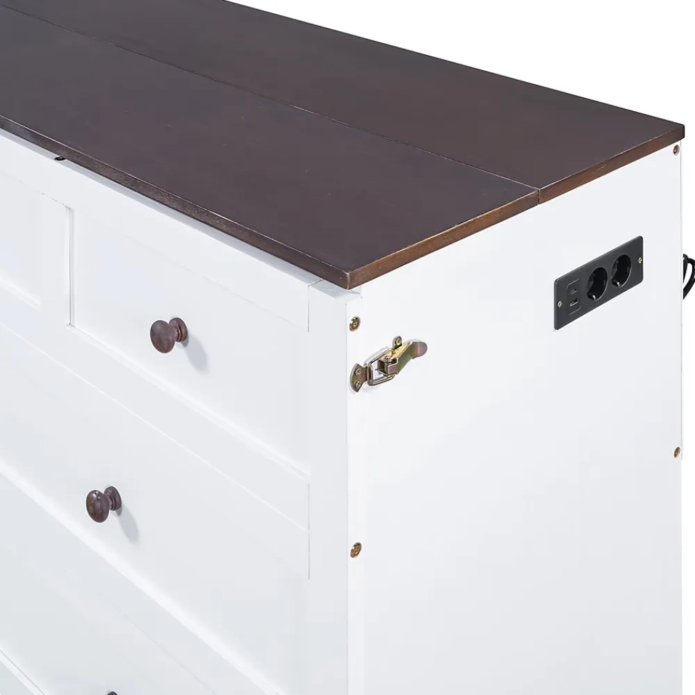 Redom Lit 140x200 cm transformable en armoire, avec tiroirs de grande capacité, tête étagère et prises USB, blanc* Lit Gigogne