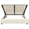 Generique Lit 140x200 cm, velours, tête capitonnée, hydraulique, LED, rangement, sommier à lattes* Lit Double