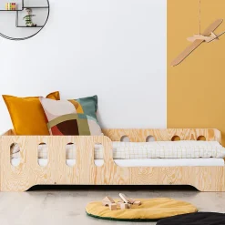Lit 90x190 entree droite sommier inclus Estelle Bois>Petits-Meubles