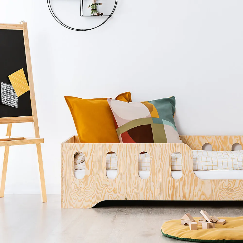 Lit 90x190 entree droite sommier inclus Estelle Bois>Petits-Meubles