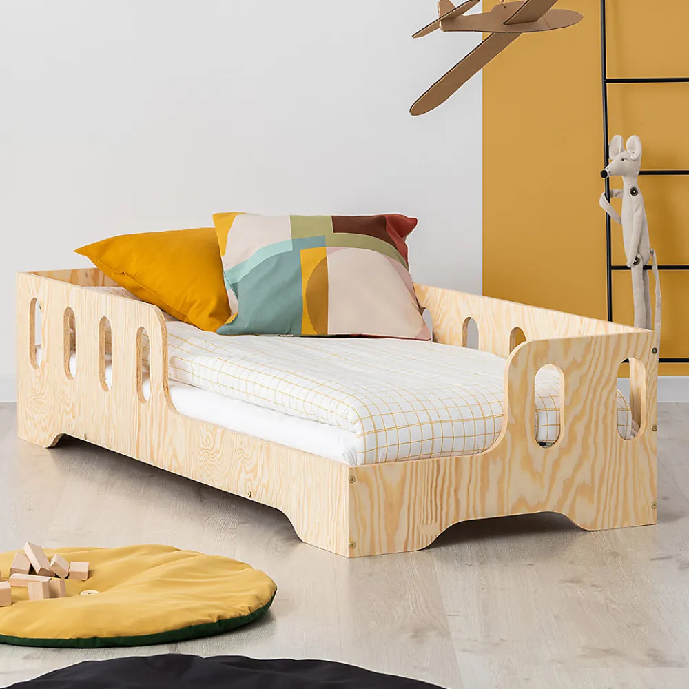 Lit 90x200 entree droite sommier inclus Estelle Bois>Petits-Meubles Discount
