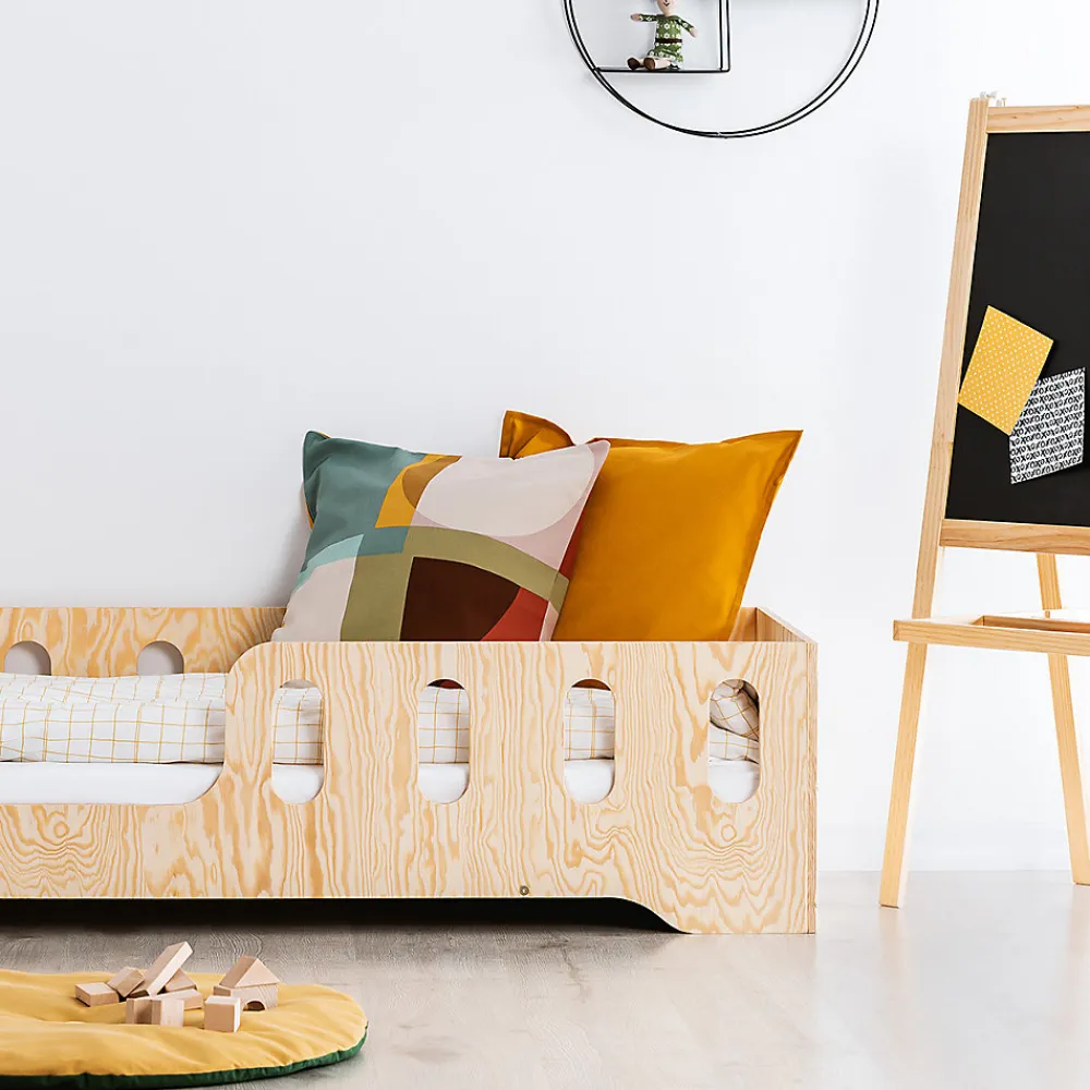 Lit 90x190 entree gauche sommier inclus Estelle Bois>Petits-Meubles