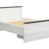 Pegane Lit 140x200 Lit double coloris Gris Mélèze clair / Pin larico - Longueur 206 x Profondeur 150 x Hauteur 95 cm* Lit Coffre