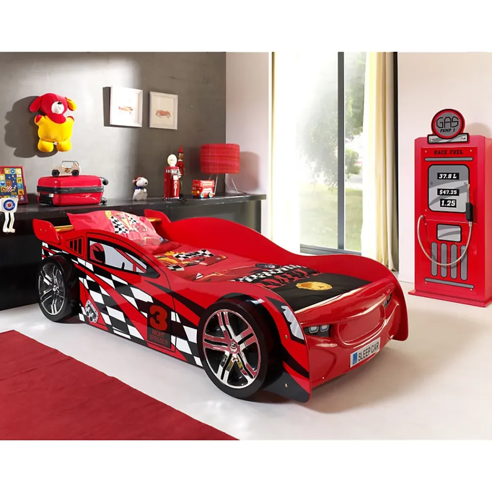 Petits-Meubles Lit 90x200 Night Speeder Sommier inclus Vipack Car beds - Rouge*Enfant Lit Enfant