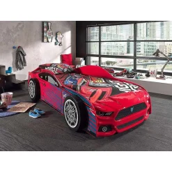 Lit 90x200 Panther Power Sommier inclus Vipack Car beds - Rouge><noscript><img width=