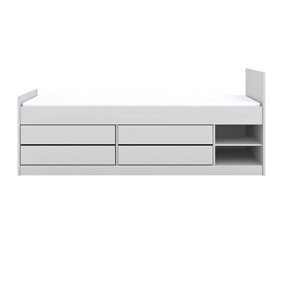 Lit 90x200 sommier et tiroirs inclus Kocot Kids Leon Blanc>Petits-Meubles Online