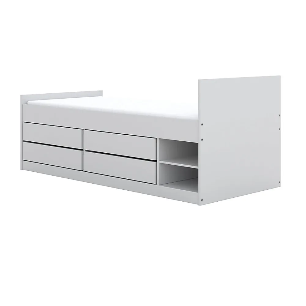 Lit 90x200 sommier et tiroirs inclus Kocot Kids Leon Blanc>Petits-Meubles Online