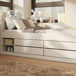 Lit 90x200 sommier et tiroirs inclus Kocot Kids Leon Blanc><noscript><img width=