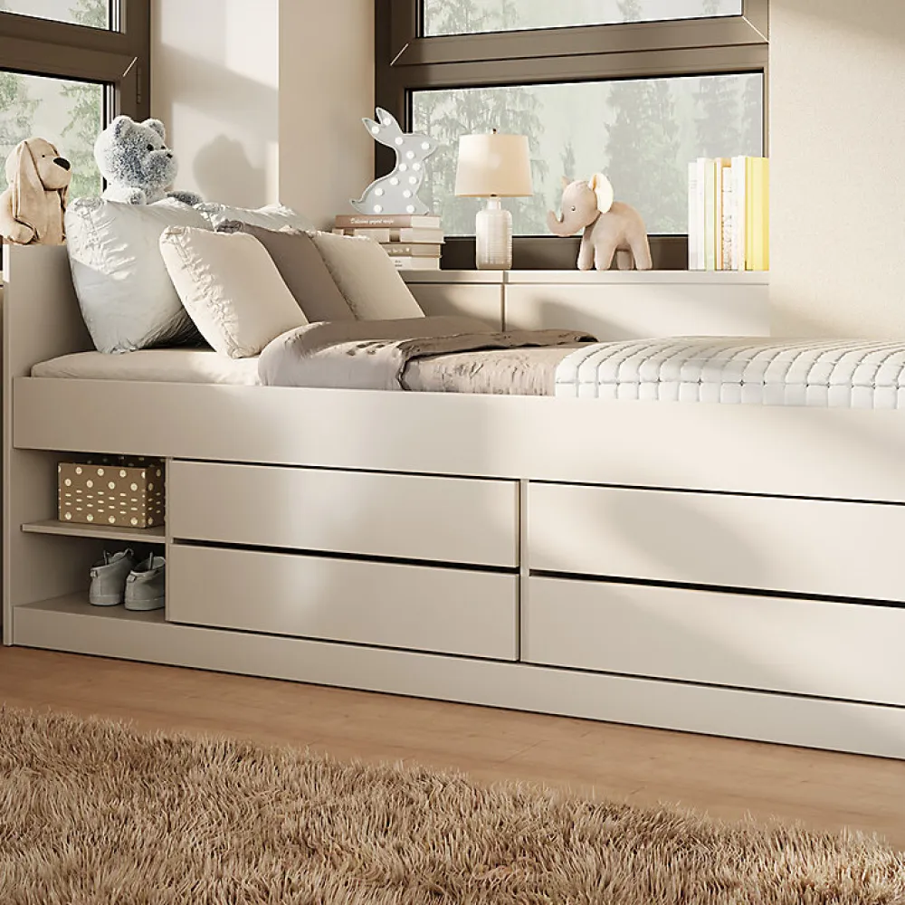 Lit 90x200 sommier et tiroirs inclus Kocot Kids Leon Blanc>Petits-Meubles Online
