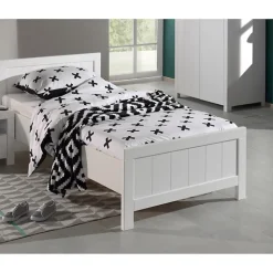 Lit 90x200 Sommier inclus Vipack Erik - Blanc><noscript><img width=