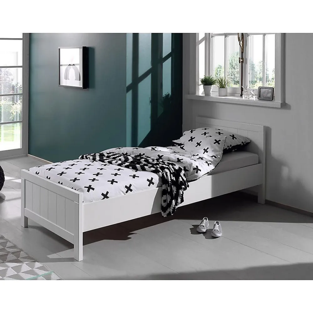 Lit 90x200 Sommier inclus Vipack Erik - Blanc>Petits-Meubles Online