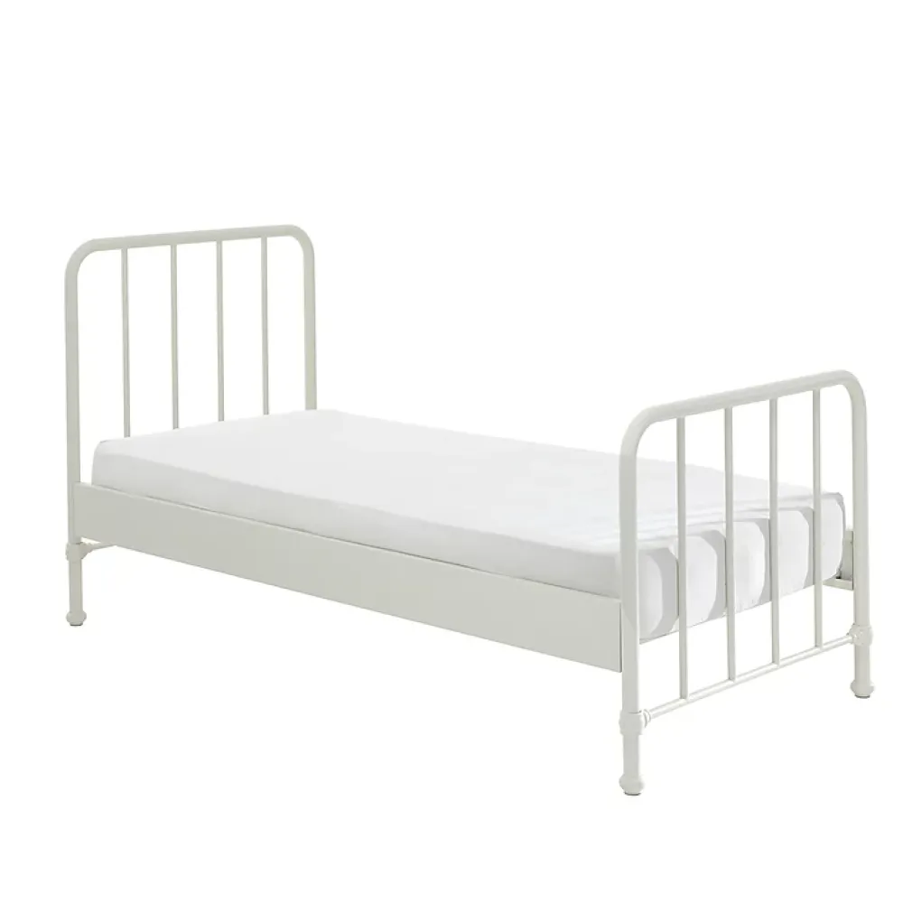 Petits-Meubles Lit 90x200 sommier inclus Vipack Bronxx Blanc mat*Enfant Lit Enfant