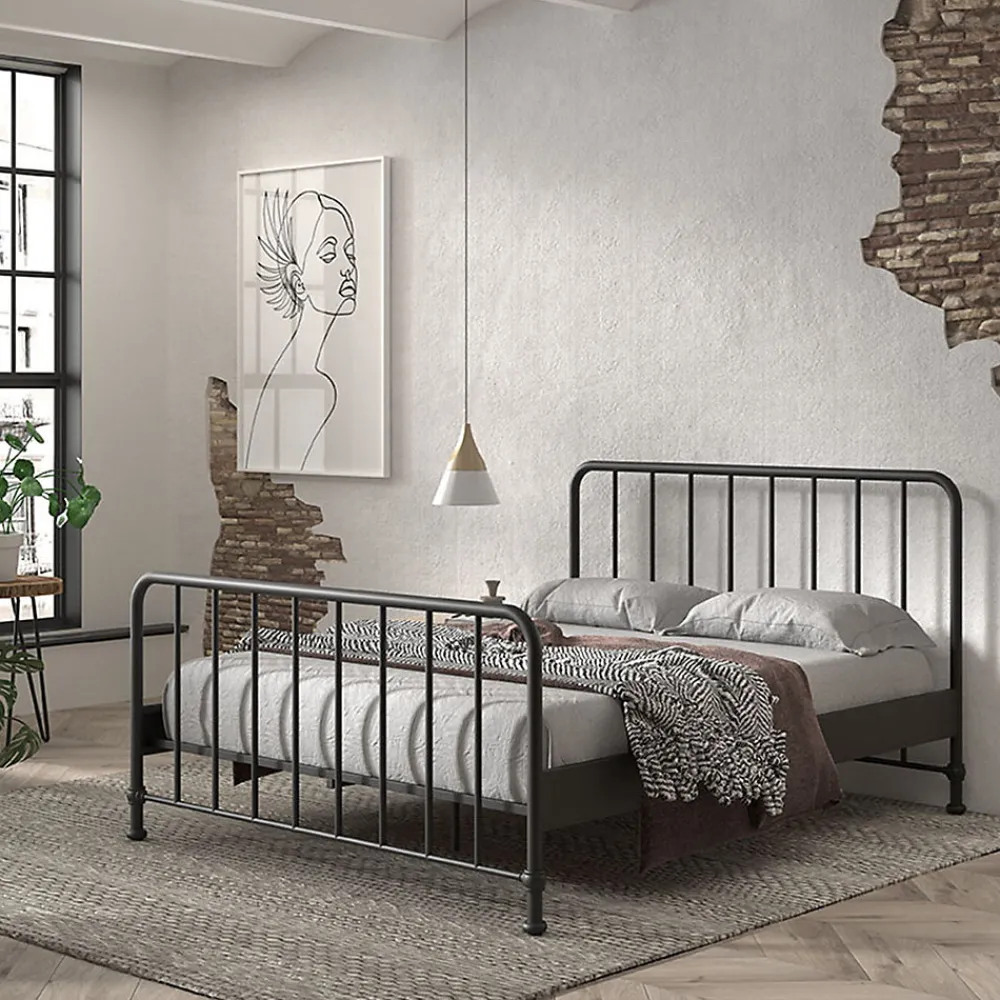 Lit 160x200 sommier inclus Vipack Bronxx Noir mat>Petits-Meubles New