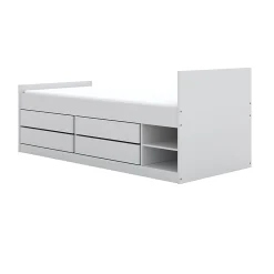 Lit 90x200 sommier matelas et tiroirs inclus Kocot Kids Leon Blanc><noscript><img width=