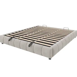 Blackcolors Lit 180x200cm, LED, rangement hydraulique, cadre flottant, beige* Lit Coffre