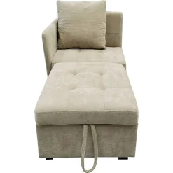 Redom Lit 177x68x65 cm convertible 3-en-1 en tissu lin beige, dossier 5 positions, idéal pour petits espaces* Lit Simple