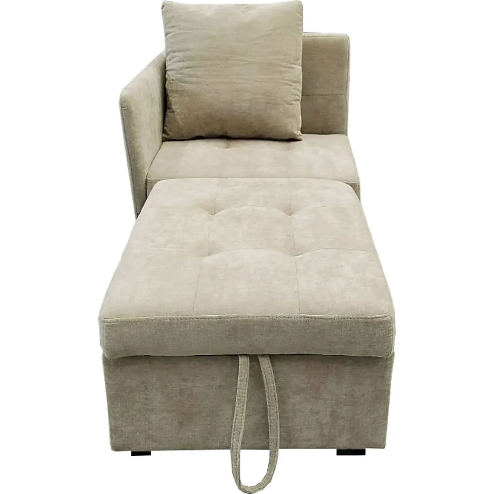 Redom Lit 177x68x65 cm convertible 3-en-1 en tissu lin beige, dossier 5 positions, idéal pour petits espaces* Lit Simple