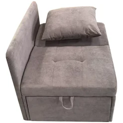 Redom Lit 177x68x65 cm convertible 3-en-1 en tissu lin gris, dossier 5 positions, compact et fonctionnel* Lit Simple