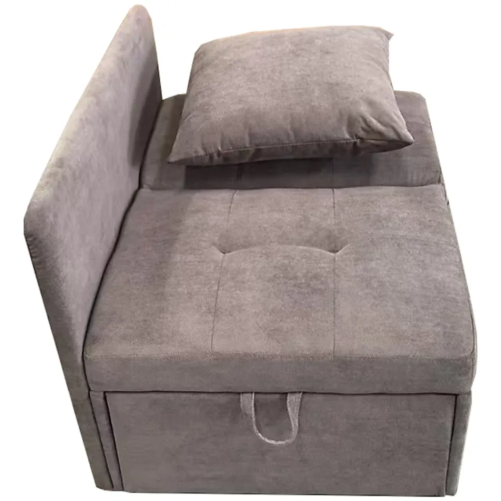 Redom Lit 177x68x65 cm convertible 3-en-1 en tissu lin gris, dossier 5 positions, compact et fonctionnel* Lit Simple