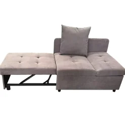 Redom Lit 177x68x65 cm convertible 3-en-1 en tissu lin gris, dossier 5 positions, compact et fonctionnel* Lit Simple