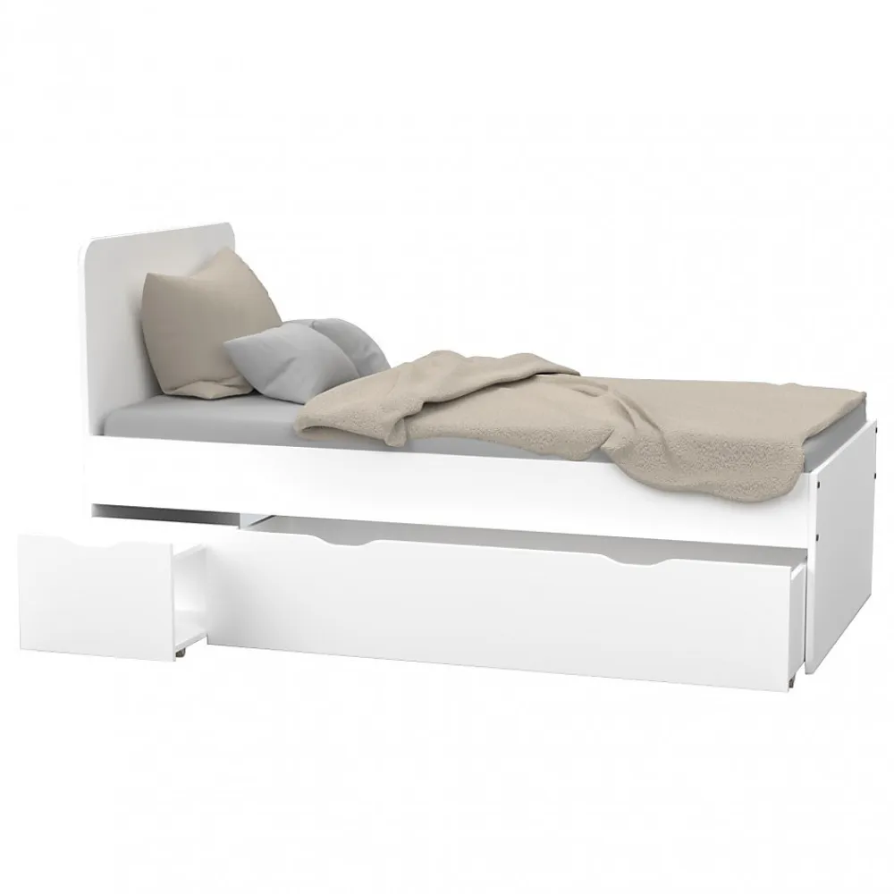 Lit ZENIA 90x190 + 1 chevet + 1 tiroir / Blanc>Weber Industries Best