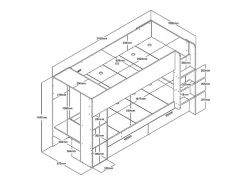 Vente-unique Lits superposés 2 x 90 x 200 cm avec rangements et penderie - Blanc et naturel + Matelas - OSANA* Lit Avec Rangement