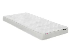 Vente-unique Lits superposés 2 x 90 x 200 cm avec rangements et penderie - Blanc et naturel + Matelas - OSANA* Lit Avec Rangement