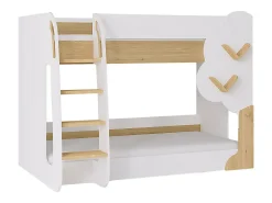 Lits superposés 2 x 90 x 190 cm - Blanc et Naturel - PILATI>Vente-unique Discount
