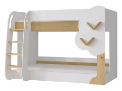 Lits superposés 2 x 90 x 190 cm - Blanc et Naturel - PILATI><noscript><img width=