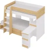 Vente-unique Lits superposés 2 x 90 x 190 cm avec bureau et rangements - Coloris : Naturel et blanc - LOMIDEN*Enfant Lit Enfant
