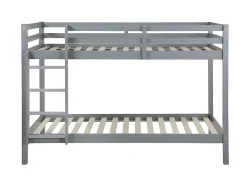 Vente-unique Lits superposés ANICET II - 2 x 90 x 190cm - Pin Massif - Gris + matelas*Enfant Lit Enfant