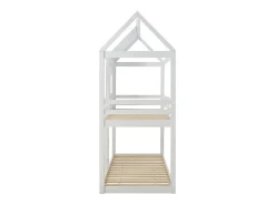 Lits superposés cabane 2 x 90 x 190 cm - Pin et MDF - Blanc + Matelas - LIDOVARA><noscript><img width=