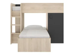 Lits superposés d'angle réversibles RICARDO - 2 x 90 x 190 cm - Rangements intégrés - Chêne et anthracite><noscript><img width=