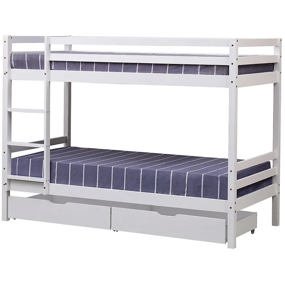 Happy Garden Lits superposés pour enfants 190x90cm blanc avec tiroirs AMBRE -*Enfant Lit Enfant