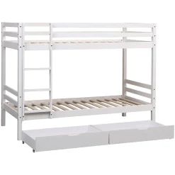 Happy Garden Lits superposés pour enfants 190x90cm blanc avec tiroirs AMBRE -*Enfant Lit Enfant